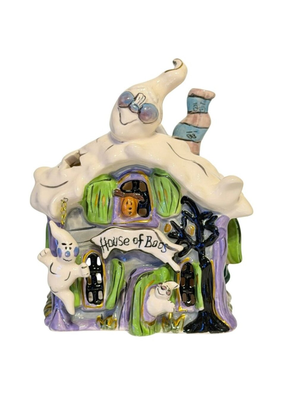 Blue Sky House Of Boos Tealight Holder 2009 Heather Goldmine Halloween Decor
